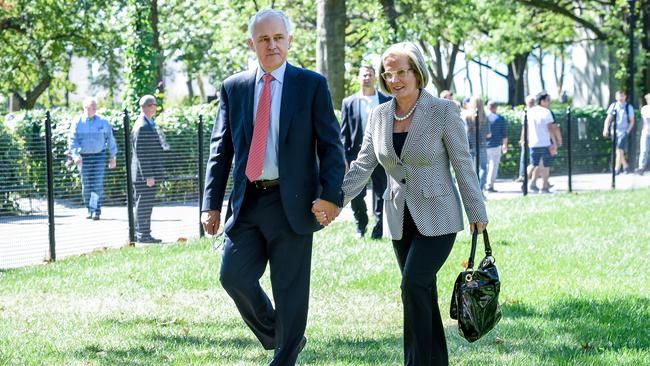 Prime Minister Malcolm Turnbull and his wife Lucy walk through Battery Park in NYC. Picture: Jake Nowakowski