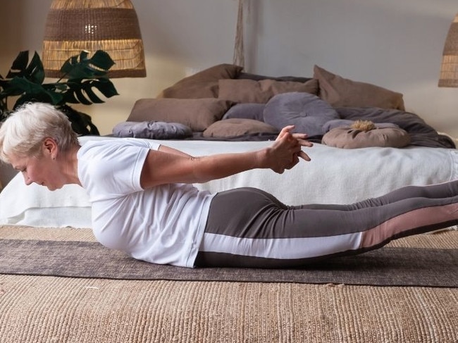 The locust pose can help if you do a lot of cardio.