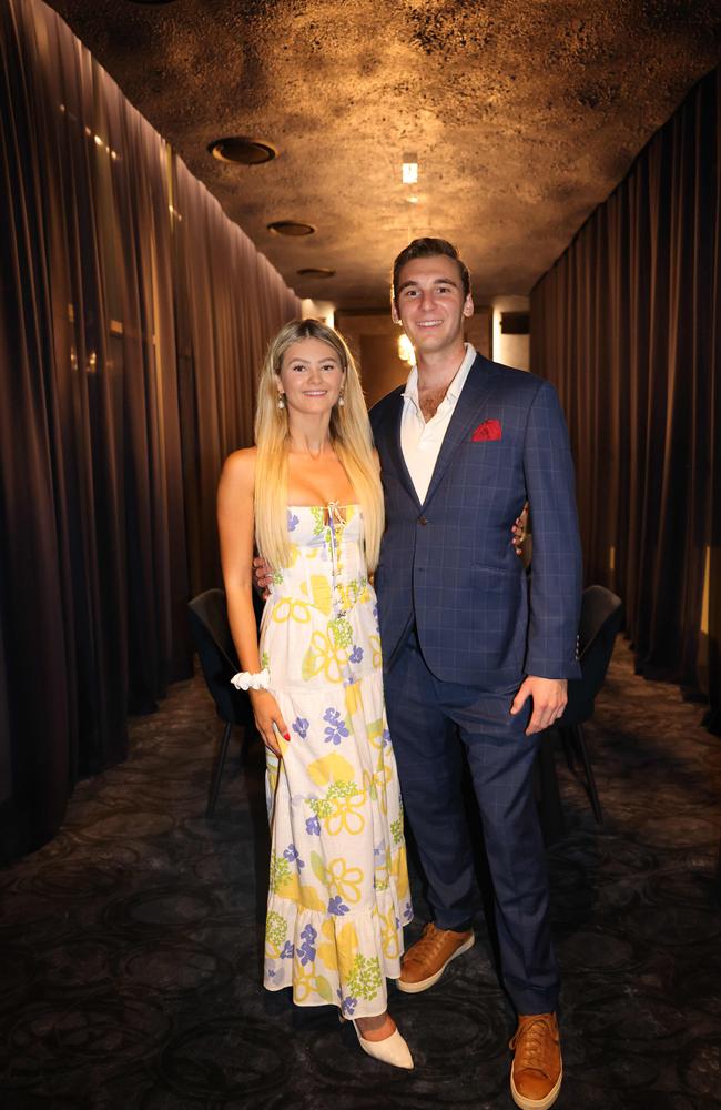 Rachel Hallinan and Kalvin Duffy at the Radcliffe Lawyers 15th year milestone celebration at Blowfish Ocean Grill and Bar Broadbeach. Picture: Portia Large.