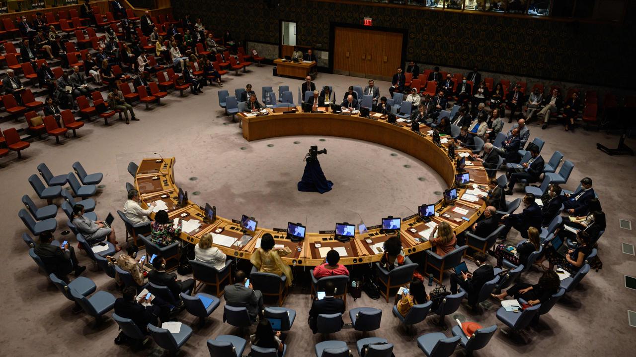 A Security Councilmeeting at the United Nations headquarters in New York regarding the attacks on the Zaporizhzhia nuclear plant. Picture: Ed Jones/AFP