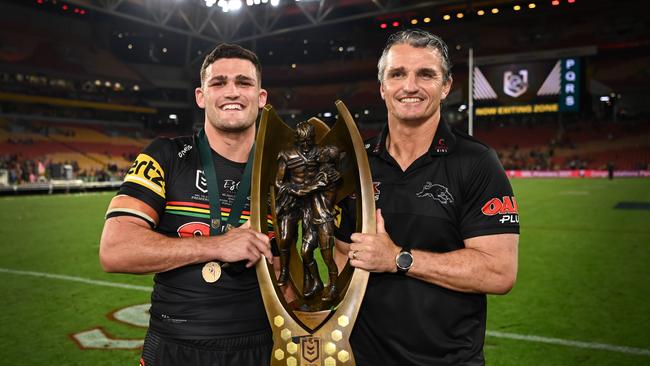 Ivan Cleary (right) admits his move back to Penrith added pressure on son Nathan. Picture: NRL IMAGES