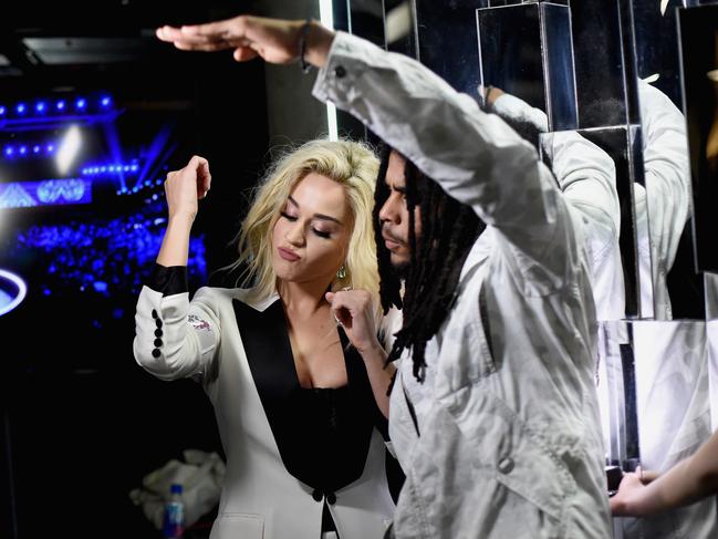 Singers Katy Perry and Skip Marley attend The 59th GRAMMY Awards at STAPLES Center on February 12, 2017 in Los Angeles, California. Picture: Getty