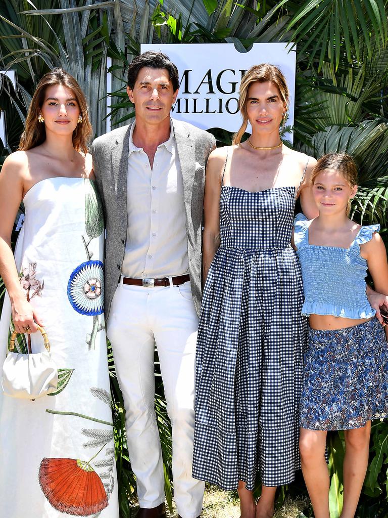 Aurora and Nacho Figueras, Delfina Blaquier and Alba Figueras at the Magic Millions Showjumping and Polo Sunday January 5, 2025. Picture, John Gass