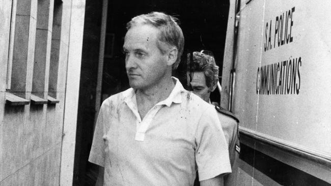 Former SA Liberal Party president John Malcolm West, then 37, at the police watch-house after arriving in Adelaide to face fraud charges in 1985.