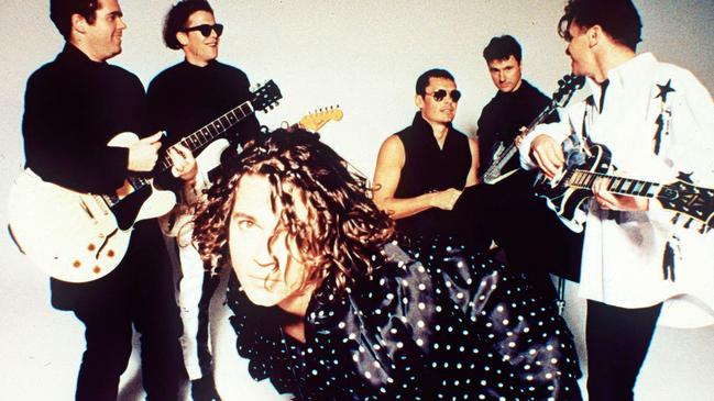 INXS in 1994, with lead singer Michael Hutchence. Picture: Supplied