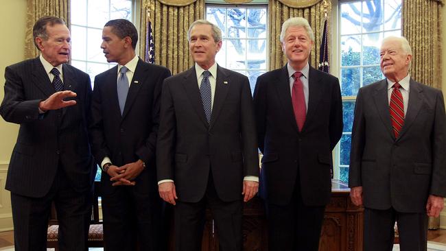 Presidents: George W. Bush, Barack Obama, Bill Clinton, Jimmy Carter and George H.W. Bush.