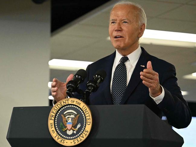 US President Joe Biden speaks about extreme weather at the DC Emergency Operations Center in Washington, DC, July 2, 2024. (Photo by Jim WATSON / AFP)