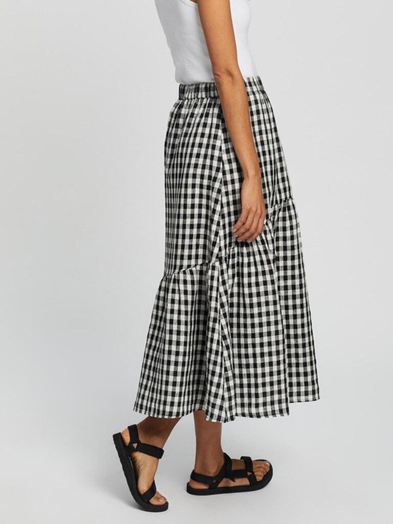 Aere Tiered Midi Skirt