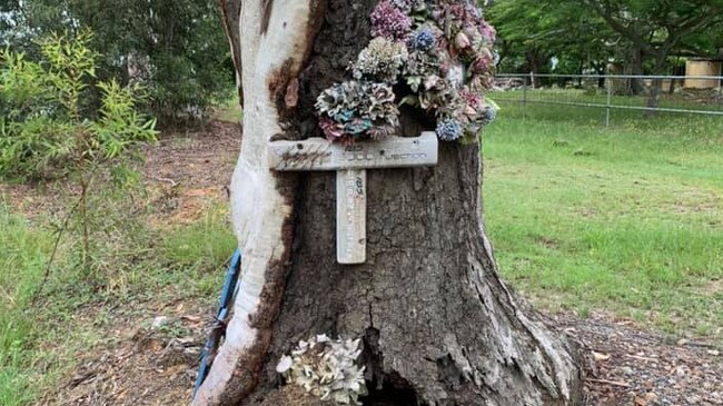 A desperate search is on for the family of a beloved father killed on Serpentine Creek Rd, before a tribute to the man is removed to make way for road works. Picture: Councillor Julie Talty/Facebook