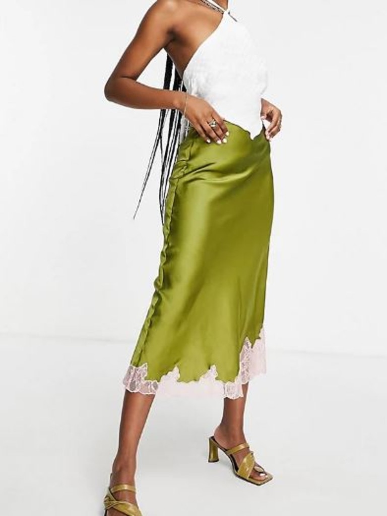 ASOS Design Satin Slip Midi Skirt