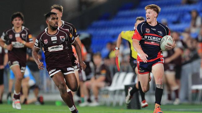 17th October 2020, Currumbin Eagles player Guy Hamilton in action during the Gold Coast Rugby League Under 18Ã•s Grand Final against the Burleigh Bears played at CBus Stadium Photo: Scott Powick Newscorp