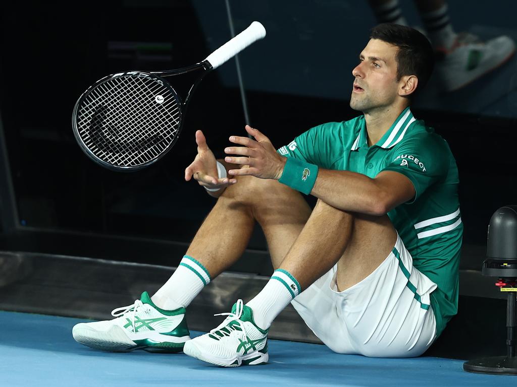 Australian Open 2021 Novak Djokovic injury conspiracy, sad image of