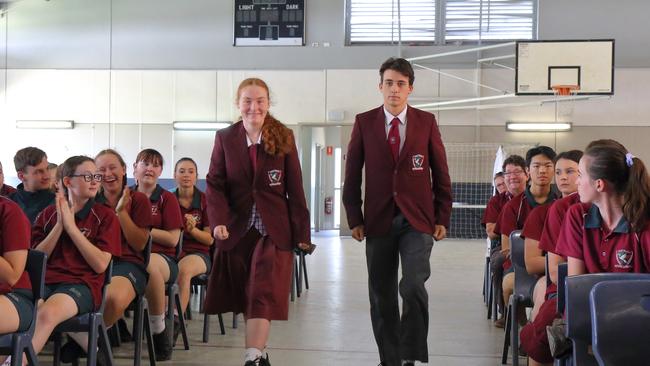 St Mary's Catholic College 2020 College Captains Kyron Clegg and Elizabeth Watson.