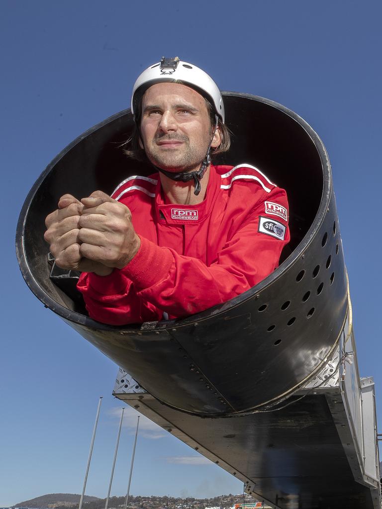 Human Cannonball Warren Brophy at the Hobart Show. PICTURE CHRIS KIDD