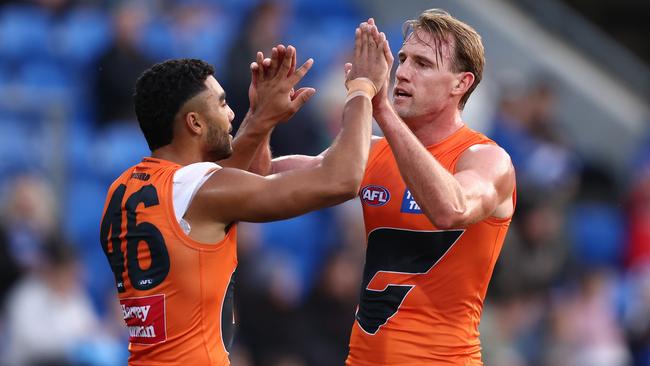 Lachie Keeffe, right, has been recalled by GWS. Picture: Michael Willson/AFL Photos