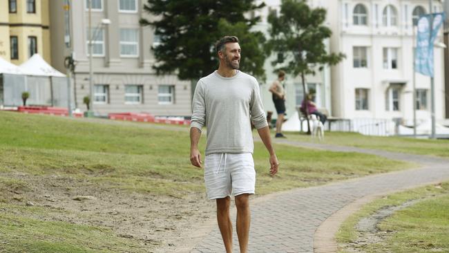 Luke McLeod founder of online live streamed meditation platform, Soul Alive, at Bondi Beach. Picture: John Appleyard