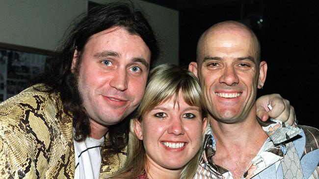 Simon Modra with Jenny O’Brien and We Can at Zen de Zinc fashion parade at Sugar nightclub in 2004.