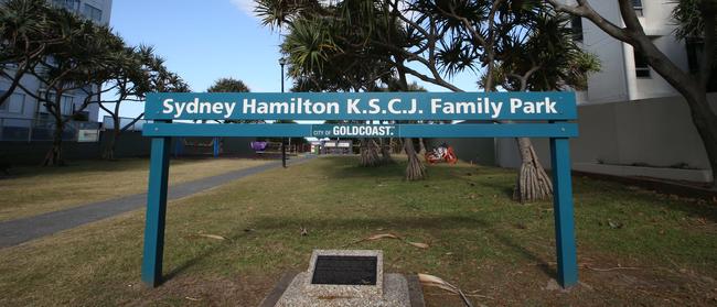 Sydney Hamilton Family Park at Surfers Paradise, where the homeless couple and their child lived. Picture Glenn Hampson