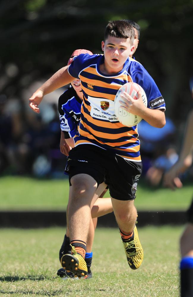 SURFERS PARADISE RUGBY, GOLD COAST , AUSTRALIA - April 10, 2021: Far North Coast U13s v USQ Saints U13s - Day Two of King of the Country rugby tournament.Played at Surfers Paradise Eagles Rugby Ground at Southport. Picture: Scott Powick Newscorp