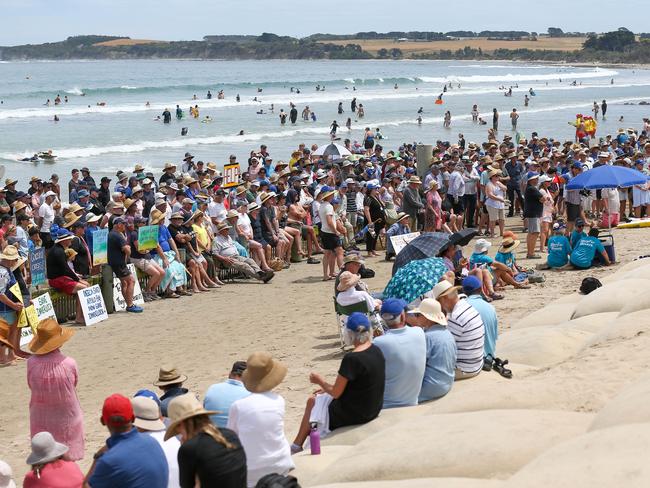 The crowd at Sunday’s rally in Inverloch. Picture: Brendan Beckett