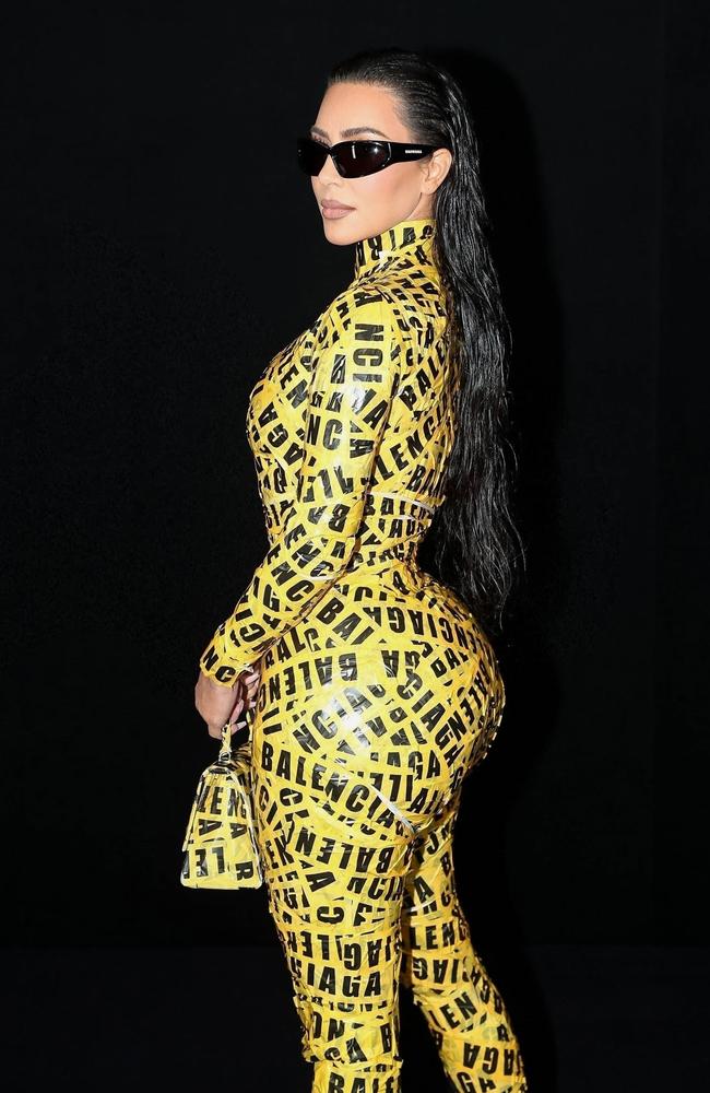 The outfit reportedly made ‘a sticky tape-y sound’ when Kim walked. Picture: Backgrid Australia