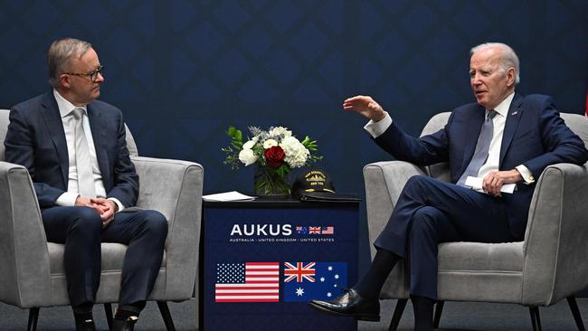 Prime Minister Anthony Albanese and US President Joe Biden in San Diego on Monday. Picture: AFP