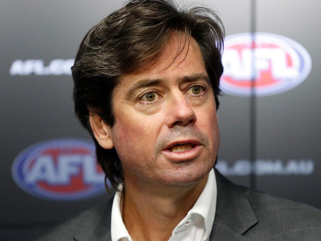 AFL boss Gill McLachlan hopes “time heals” Adam Goodes’ relationship with footy. (Photo by Michael Willson/AFL Photos via Getty Images)