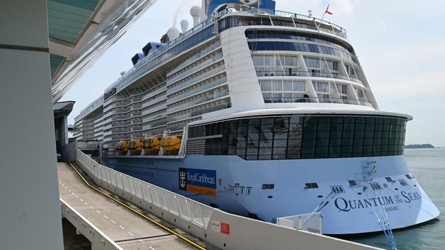 The Royal Caribbean cruise ship Quantum of the Seas docked at Marina Bay Cruise Centre in Singapore. Picture; AFP.