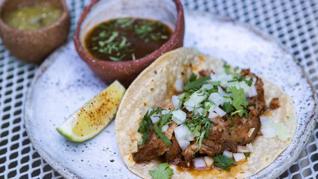 Lamb tacos at Clay Cantina, Coolangatta. Picture: Nigel Hallett