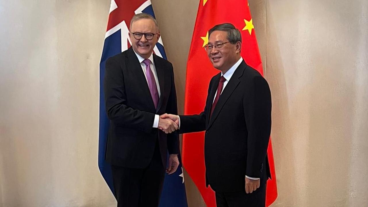 Prime Minister Anthony Albanese meets with China’s Premier Li Qiang on Thursday at the ASEAN summit of south East Asian leaders, in Vientiane, Laos. Image: Supplied