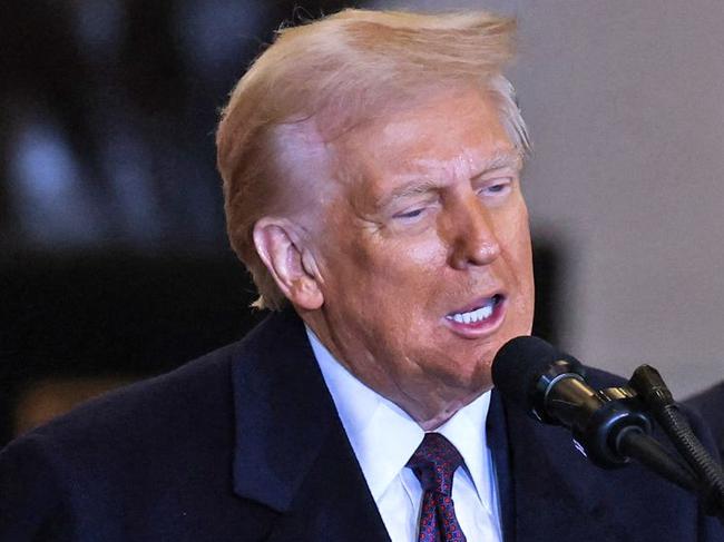 US President Donald Trump delivers remarks in Emancipation Hall during inauguration ceremonies at the US Capitol in Washington, DC, on January 20, 2025. (Photo by Graeme JENNINGS / POOL / AFP)