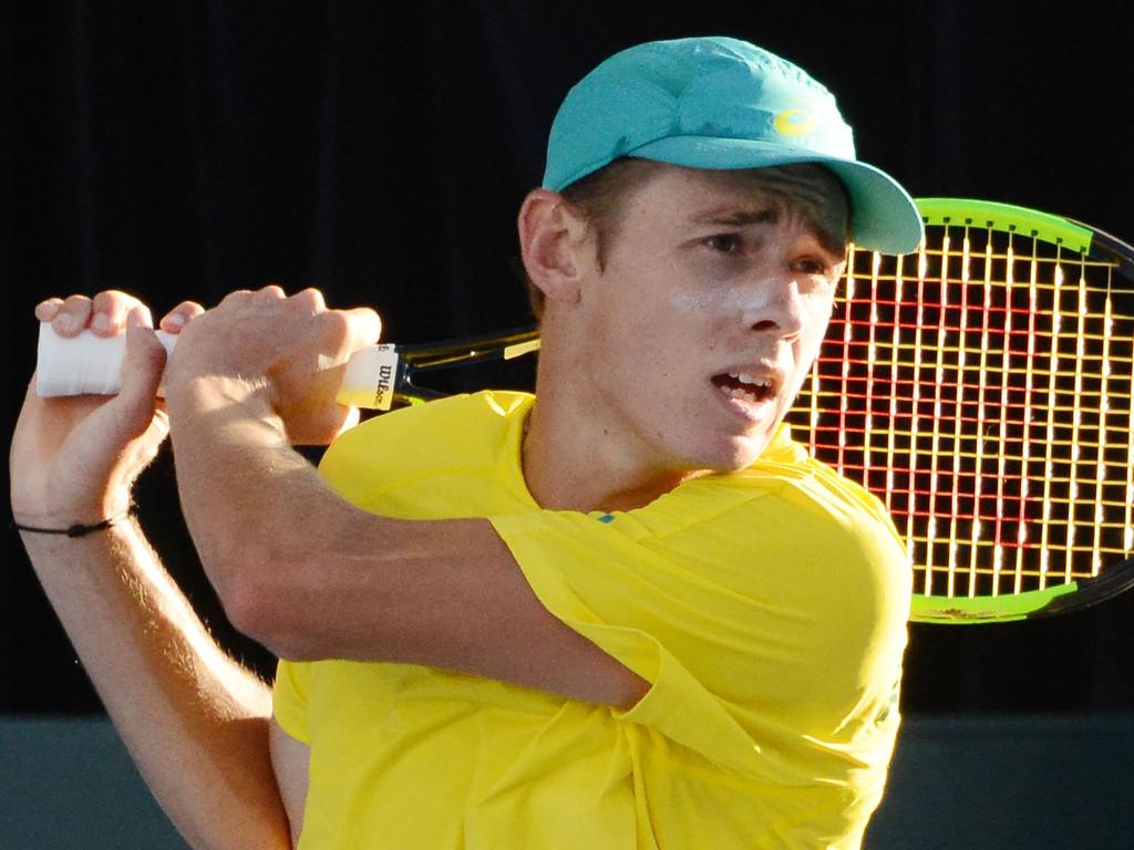 Alex De Minaur crushed Mirza Basic in their Davis Cup clash. Picture: AFP