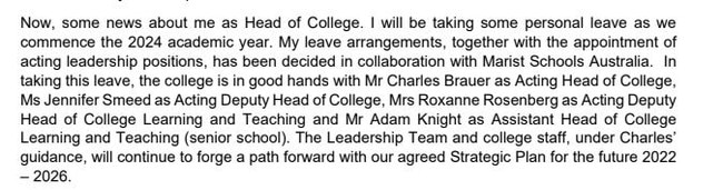 An excerpt from Michael Newman’s welcome letter in the lead-up to Term 1.