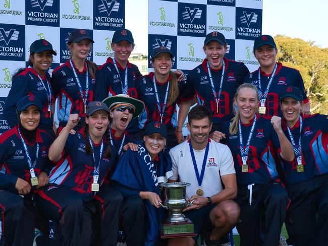 Dandenong with the 2020-21 premiership cup.