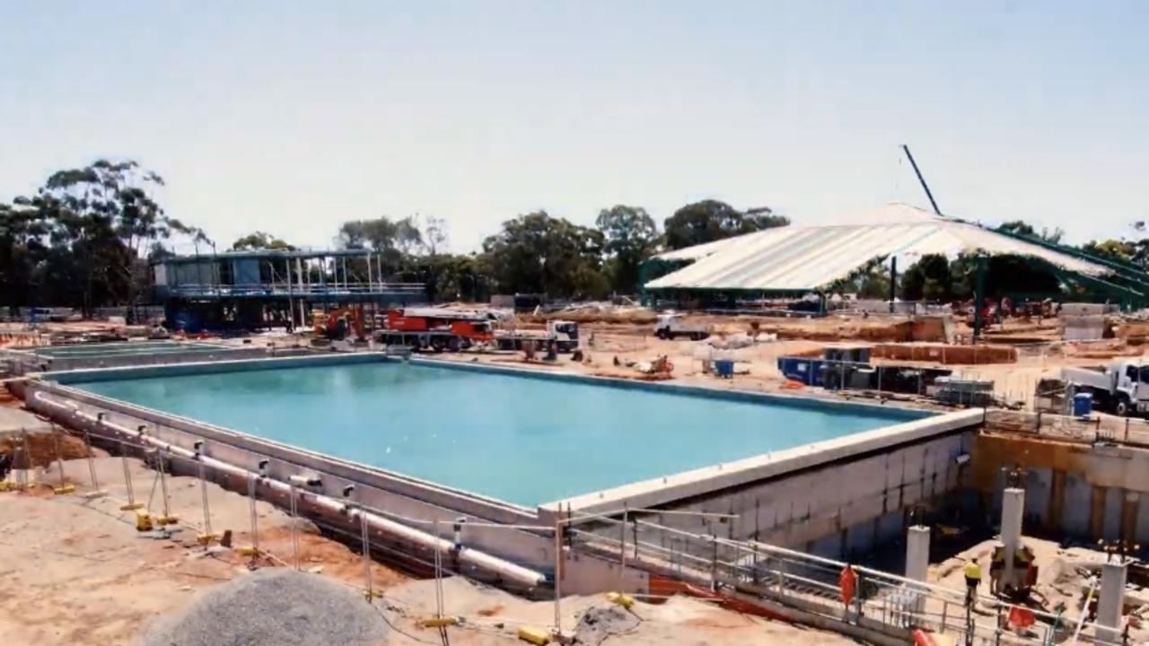 Pools have been filled for the first time at the new Adelaide Aquatic Centre.