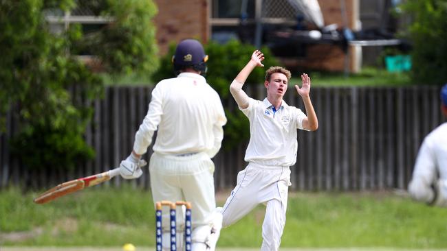 Action from the match between Brisbane State High School and Nudgee College. BSH's Tom Balkin reacts. Picture: Tertius Pickard