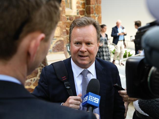 Australian Rugby Union CEO, Bill Pulver talks to media after giving evidence to an inquiry in Perth on Wednesday, September 20, 2017. The Senate Affairs References Committee held a public hearing into the future of rugby union in Australia following the axing of the Western Force. (AAP Image/Richard Wainwright) NO ARCHIVING