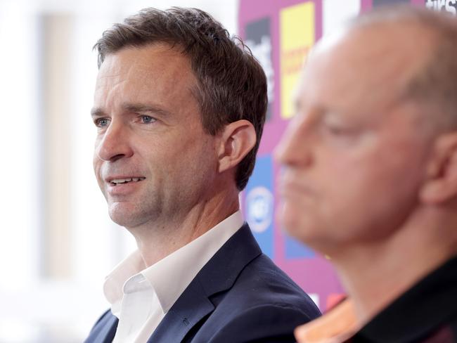 Broncos CEO Dave Donaghy and coach Michael Maguire want on-field success. Photo Steve Pohlner