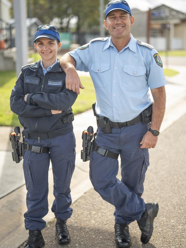 Father and daughter Steven Romer and Ebony Baxter are both graduating from Goulburn Police Academy on Friday.