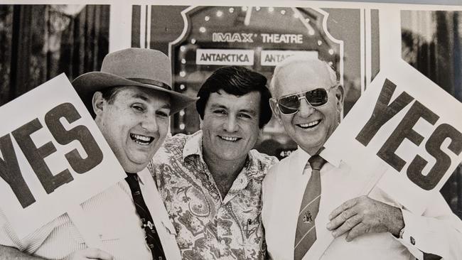 Gold Coast Mayor Lex Bell, Brisbane Mayor Jim Soorley and Albert Shire Mayor Bill Laver in 1992