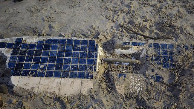 The old Kings Beach pool has been exposed due to erosion.