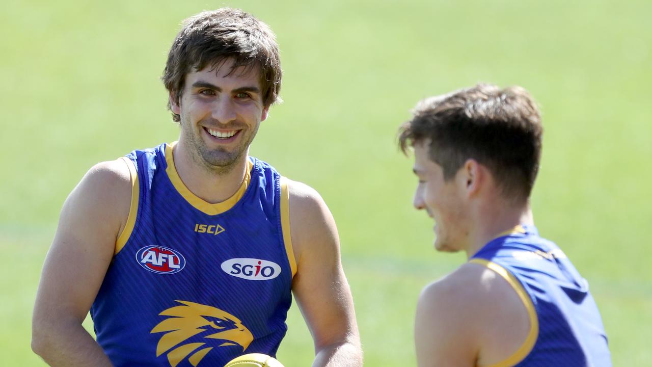 Andrew Gaff, left, has tallied 70 disposals in two games after returning from suspension in Round 3. 