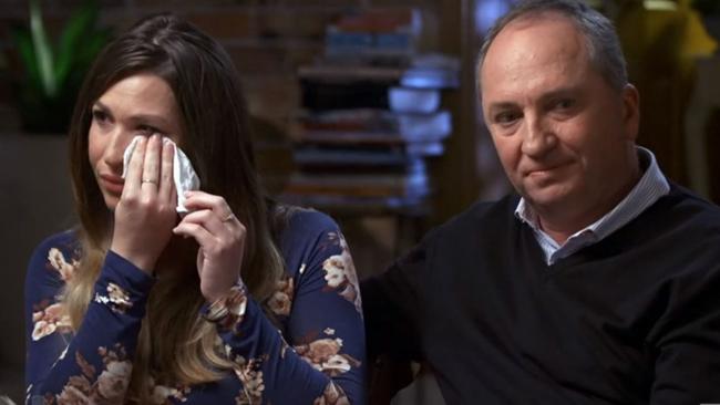 Vikki Campion and Barnaby Joyce during their interview on Channel 7’s Sunday Night program. Picture: Channel 7