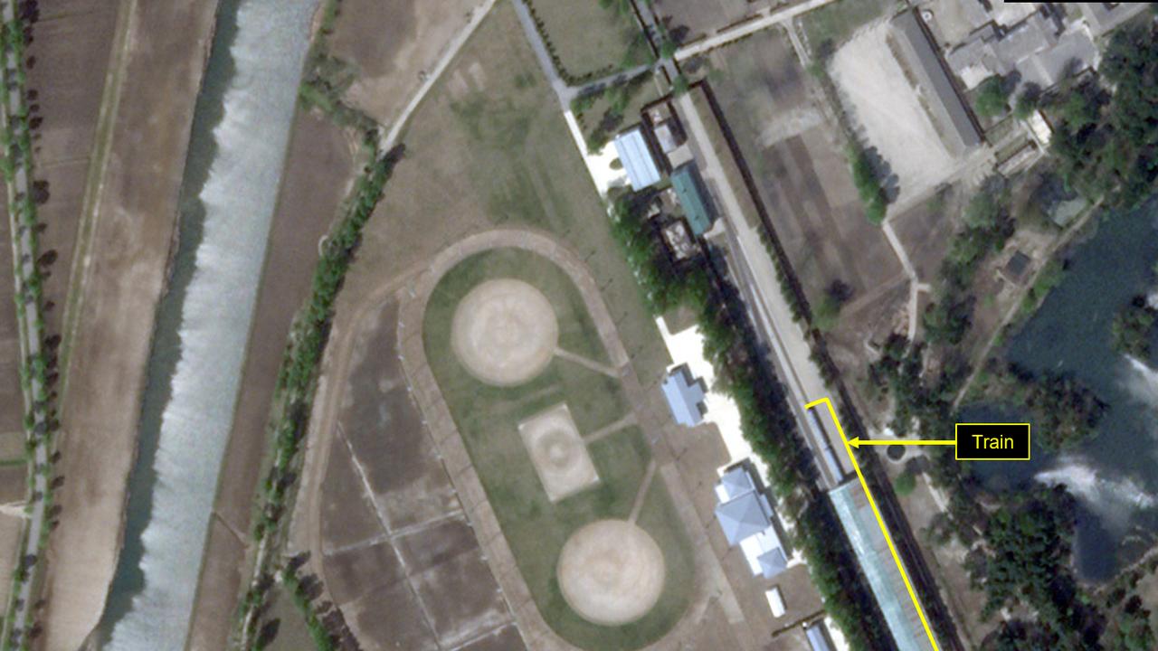 This satellite image shows a train likely belonging to North Korean leader Kim Jong-un has been spotted at a resort town in the country's east.