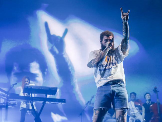 Post Malone performs at the RNA Showgrounds. Photo - Stephen Archer