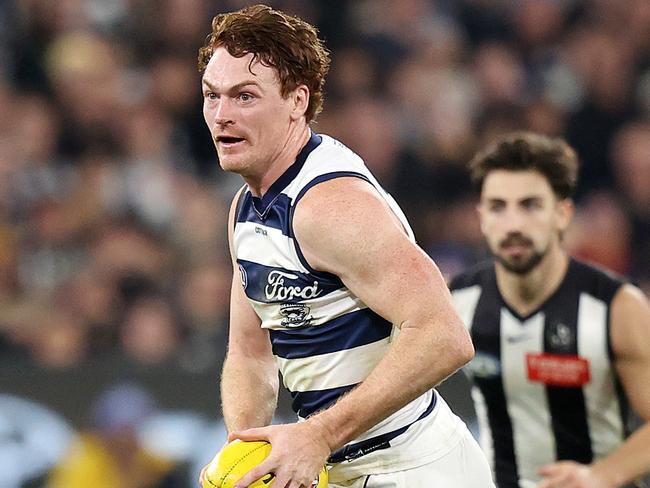 MELBOURNE, JULY 12, 2024: 2024 AFL PREMIERSHIP - Round 18 - Collingwood Magpies v Geelong Cats at the MCG. Geelong Cat Gary Rohan in action. Picture: Mark Stewart