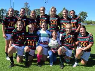 GO GIRLS: Chinchilla's U15 Rugby 7s team at the home round over the weekend held at Bulldog Park a few weeks ago. Picture: Kate McCormack