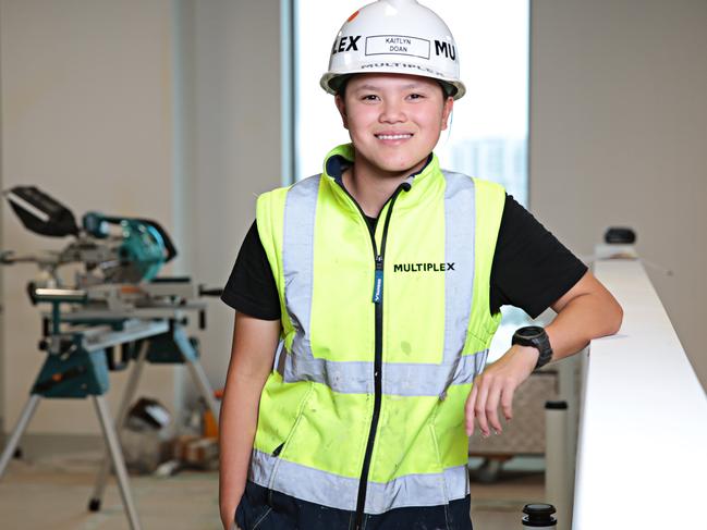 Kaitlyn Doan who is working on the $1b Westmead redevelopment on the 18th of March after she studied at TAFE NSW.  Picture: Adam Yip