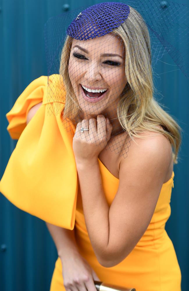 Anna Heinrich is seen in the Birdcage at Flemington Racecourse in Melbourne, Tuesday, November 7, 2017. Picture: AAP Image/Julian Smith