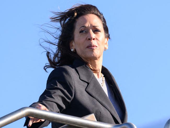 US Vice President and Democratic presidential candidate Kamala Harris boards Air Force Two departing San Francisco International Airport in San Francisco, California on September 28, 2024. Harris was in San Francisco where she attended a political event. (Photo by JOSH EDELSON / AFP)